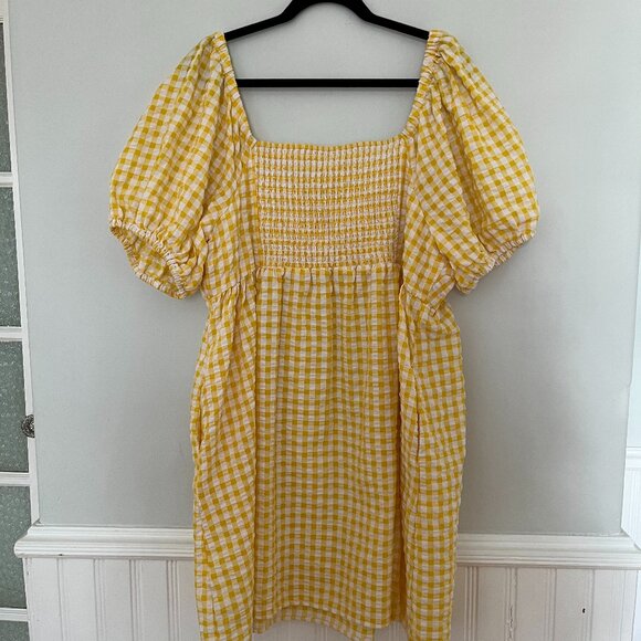 Yellow Gingham Women's Dress - Picture 7 of 12